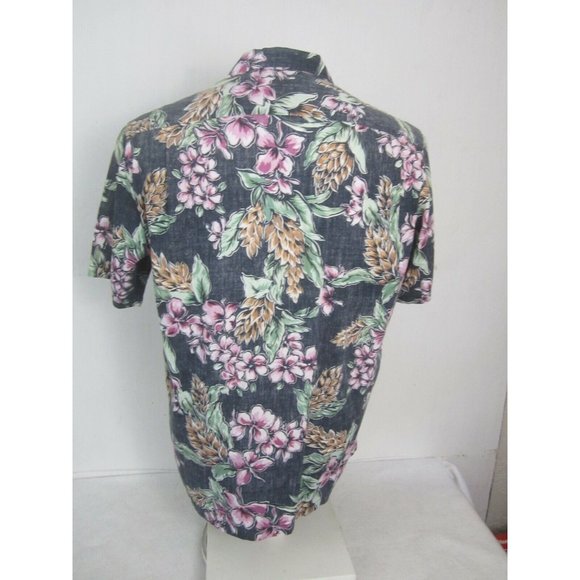 Hanauma Bay vtg 90s Men Hawaiian camp shirt p2p 24 reverse print aloha floral - Picture 6 of 9